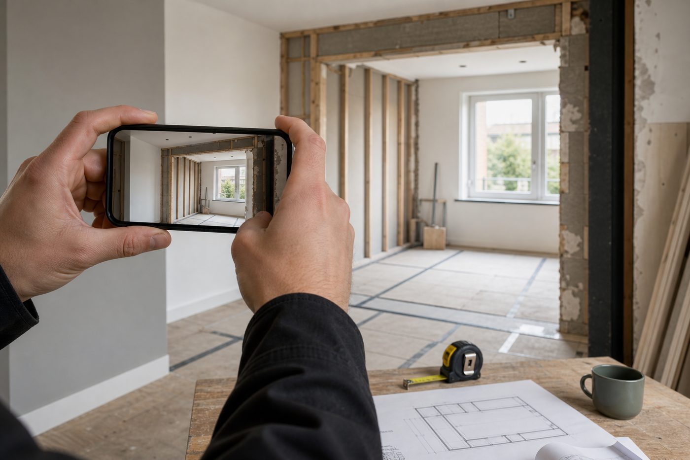 Survey and condition review before construction work