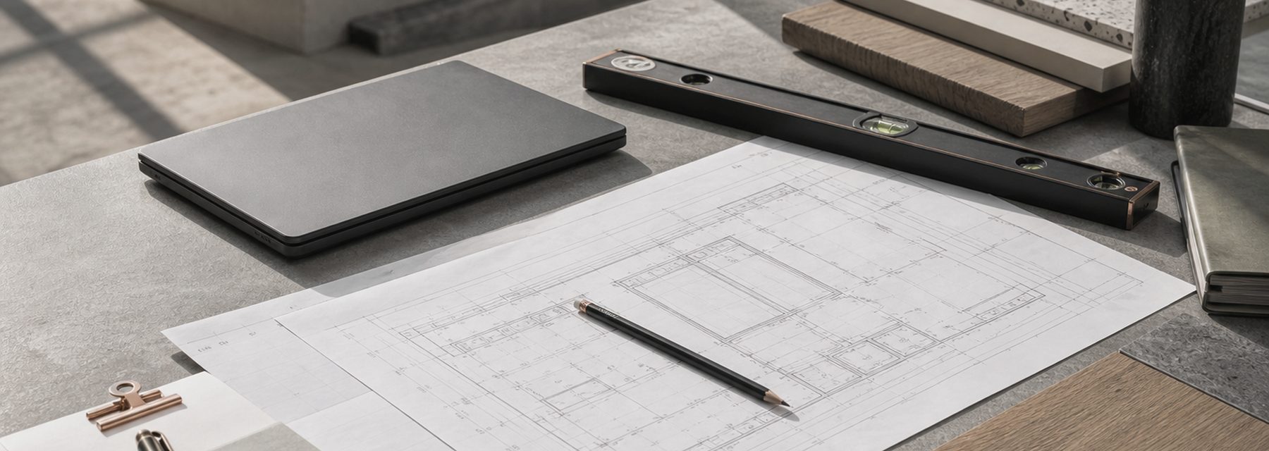 Construction planning surface with process notes